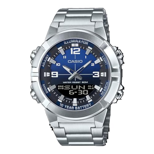Casio Men's Digital Quartz Watch with Stainless Steel Strap AMW